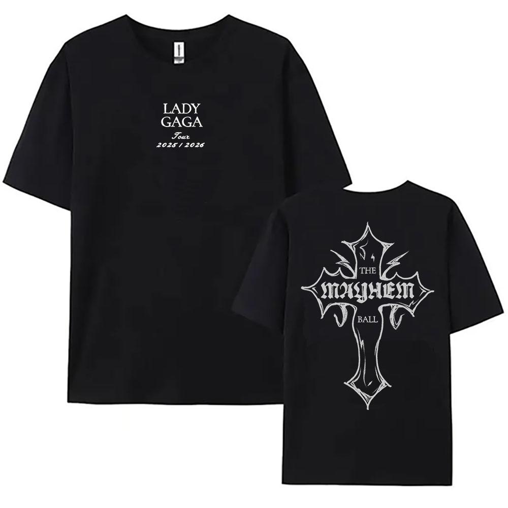 

The MAYHEM Ball Tour 2025 2026 TShirt Lady Gaga Singer Graphic Tshirts Fashion Short Sleeve Summer T Shirt Cotton Women Tees ... S разноцветный
