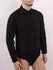 Men‘s One-Piece Casual Bodysuit: Turn-Down Collar Long Sleeve Button Down Solid Color Shirt Top for Daily Wear