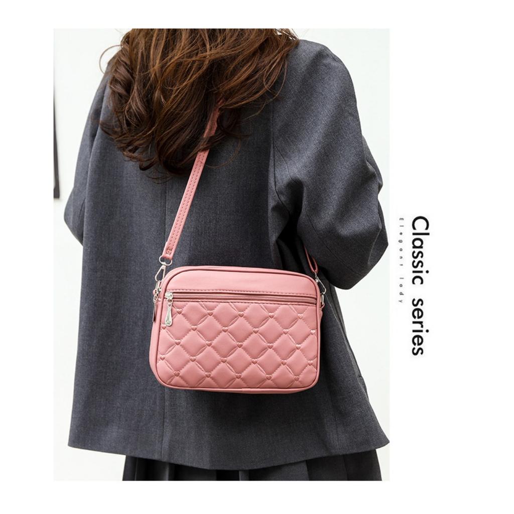 Ladies, Crossbody Bag, Multi-layer Bag, Embroidered Bag, Diamond Patterned Bag, Shoulder Bag, Women's Bag