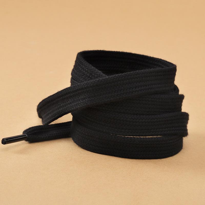 Baumwoll-Brot-Stil Schnürsenkel – Breit Flach 1,0 cm/1,2 cm/1,5 cm in Schwarz/Weiß black