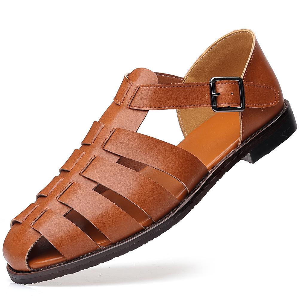 Fashion Summer Stylish Sandals for Man Leather Daily Roman Shoes Fashion Mens Business Dress Casual Comfortable Beach Footwear Flats