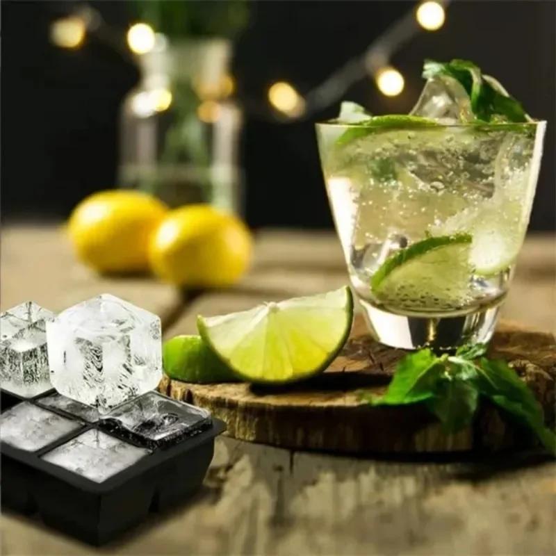 4/6/8Grids Silicone Food Ice Block Mold Reusable Easy-Release Square Shape Ice Molds DIY Household Kitchen Bar Accessories