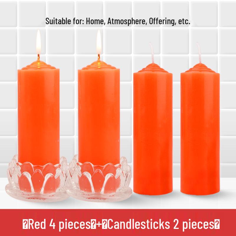 Smokeless Odorless Long-Lasting Emergency Candles: White, Yellow, Red, Thick Cylindrical for Holidays