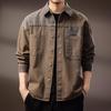 Men's American Retro Color Block Patchwork Loose Long Sleeve Shirt