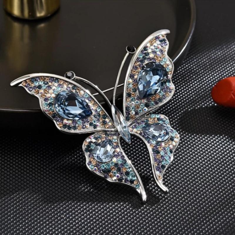 Rhinestone Butterfly Brooch Sparkly Exquisite Vintage Style Fashion Jewelry for Dinner Party Daily Outfit Anniversary Gift
