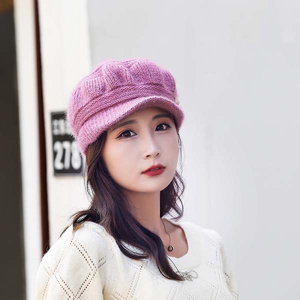 WTEMPO Damen Vielseitige Lässige Retro Elegante Strickmützen Damen Herbst Winter Kältefest Winddicht Warme Einfarbige Mützen