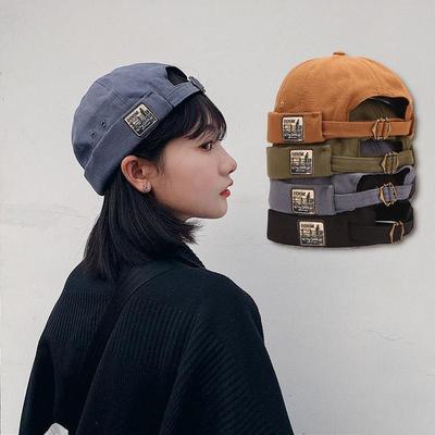 Soft Cotton Brimless Dome Hat For Men Women Solid Color Adjustable Melon Docker Cap Unisex Hip Hop Landlord Hats Beanies