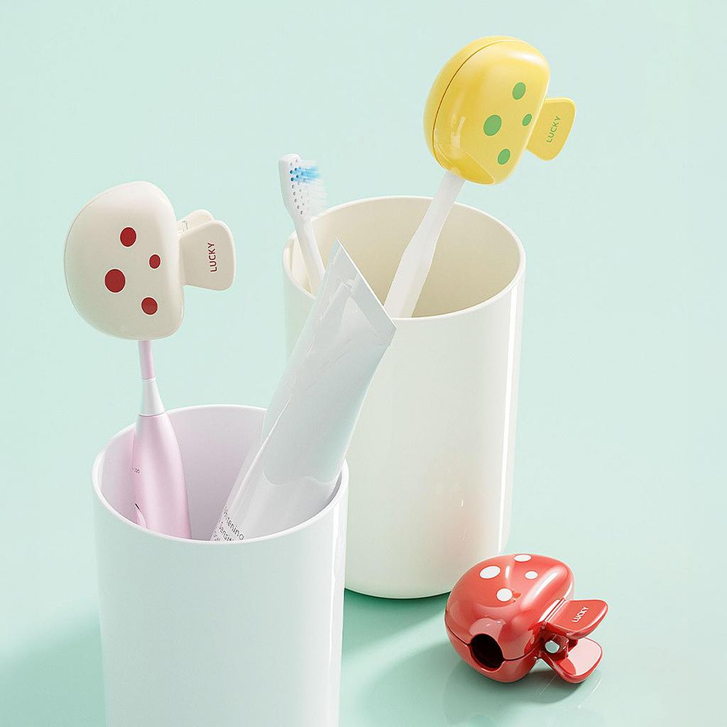Cartoon Mushroom Toothbrush Head Cover Toothbrush Protector Cap Brush Protective Case Portable Plastic Clip for Home Travel Use