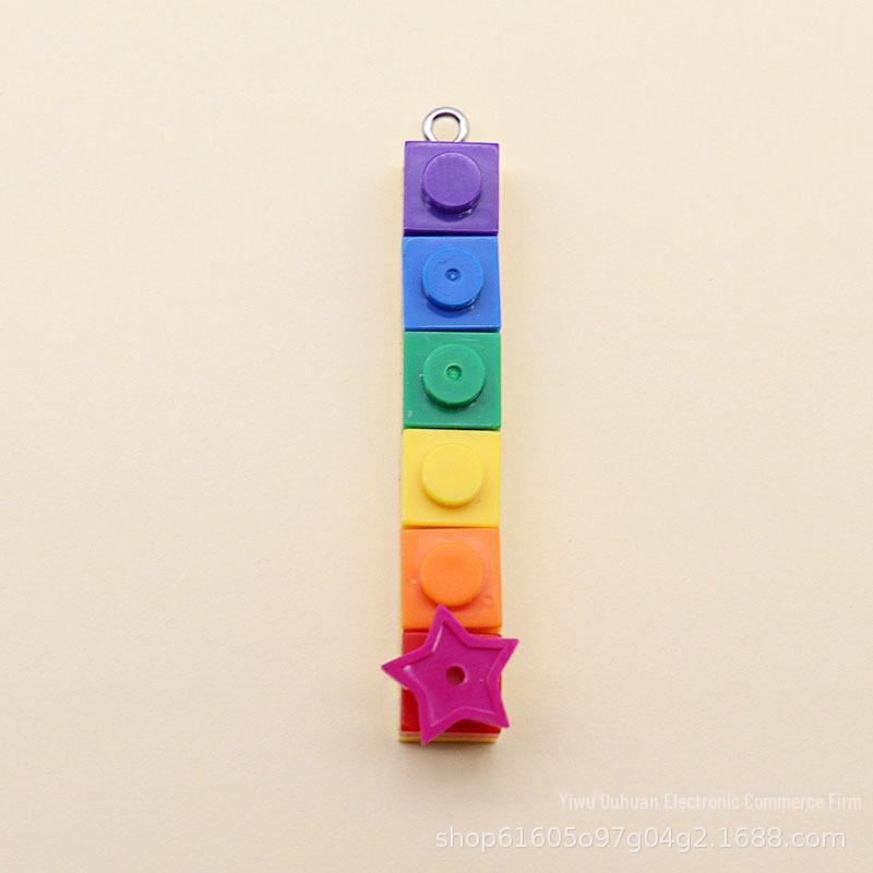 Korean Rainbow Acrylic Building Blocks Jewelry: Handmade DIY Necklace, Earrings, Keychain, Bag Pendant.