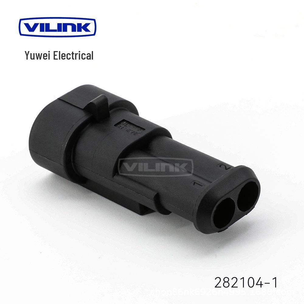 High-Quality AMP Automotive Waterproof Connector Pair for Quick Wire Connection (Male & Female), Model 282080-1.
