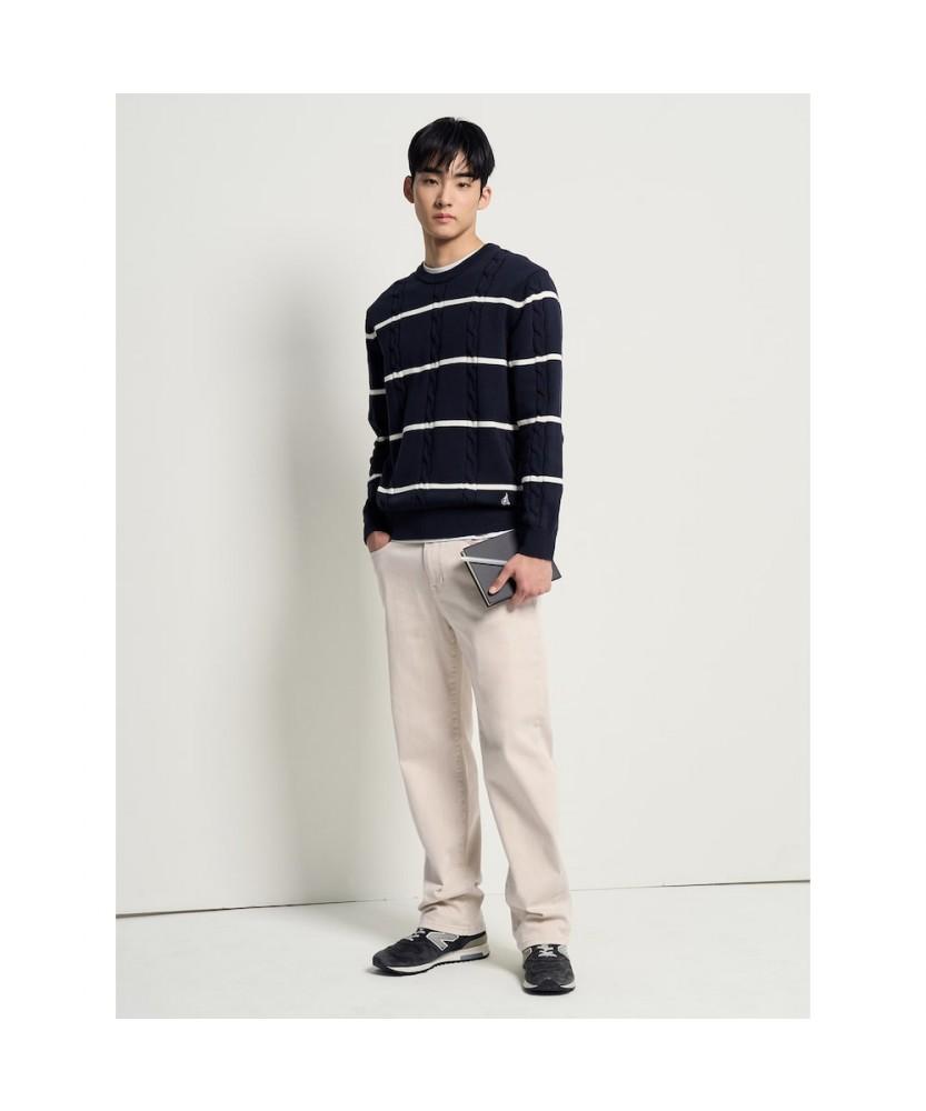 Binpolmen Cable Stripe Knit Navy