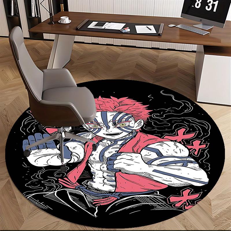 1pc My Hero Academia Deku Round Carpet - Anime Cartoon Design Chair Mat for Office, Home Decor, Living Room