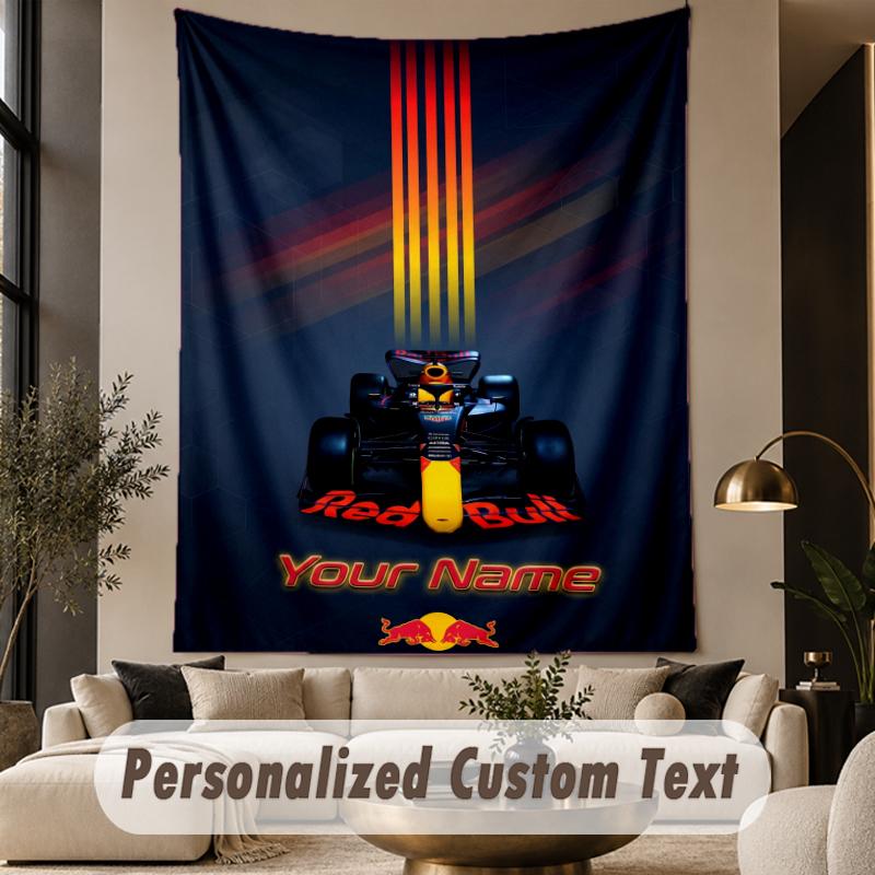 Custom Text Tapestry Red Bull Racing Print Wall Tapestry Indoor Living Room Wall Decor