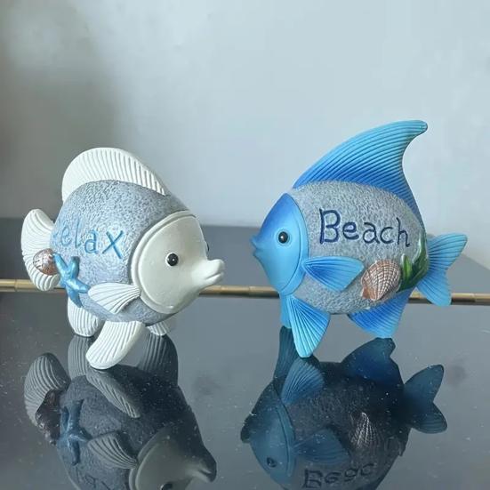 Fish Figurine Coastal Charm Resin Fish Sculpture Beach Relax Fish Statue