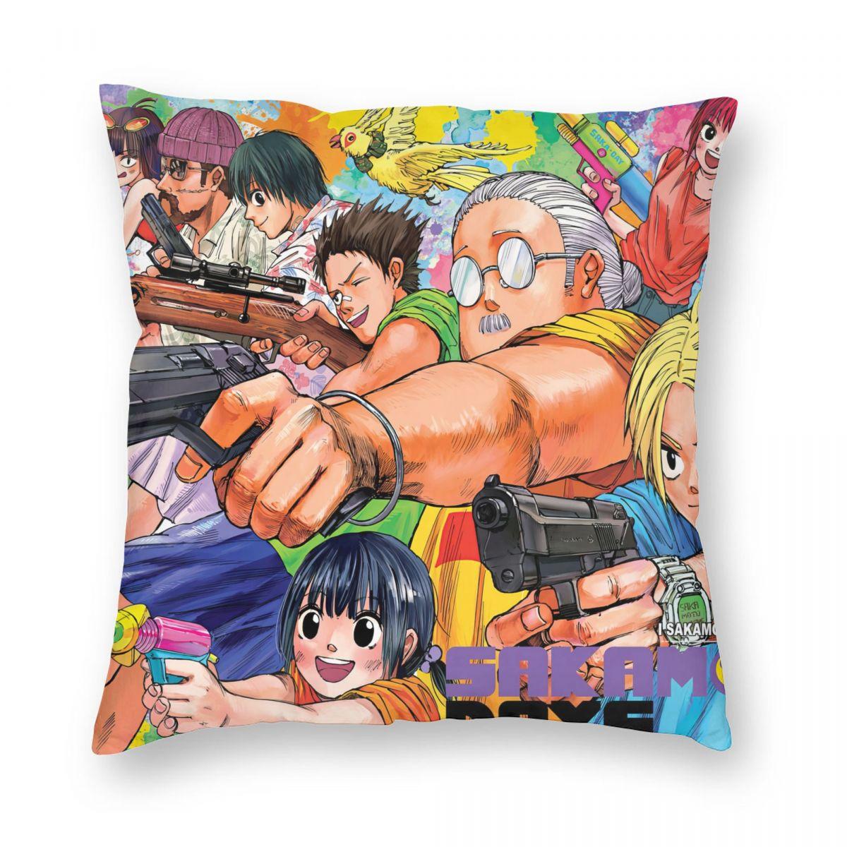 Anime Sakamoto Days Pillowcase Printed Polyester Cushion Cover Decorations Pillow Case Cover Home Dropshipping 45*45cm 12x12Inch