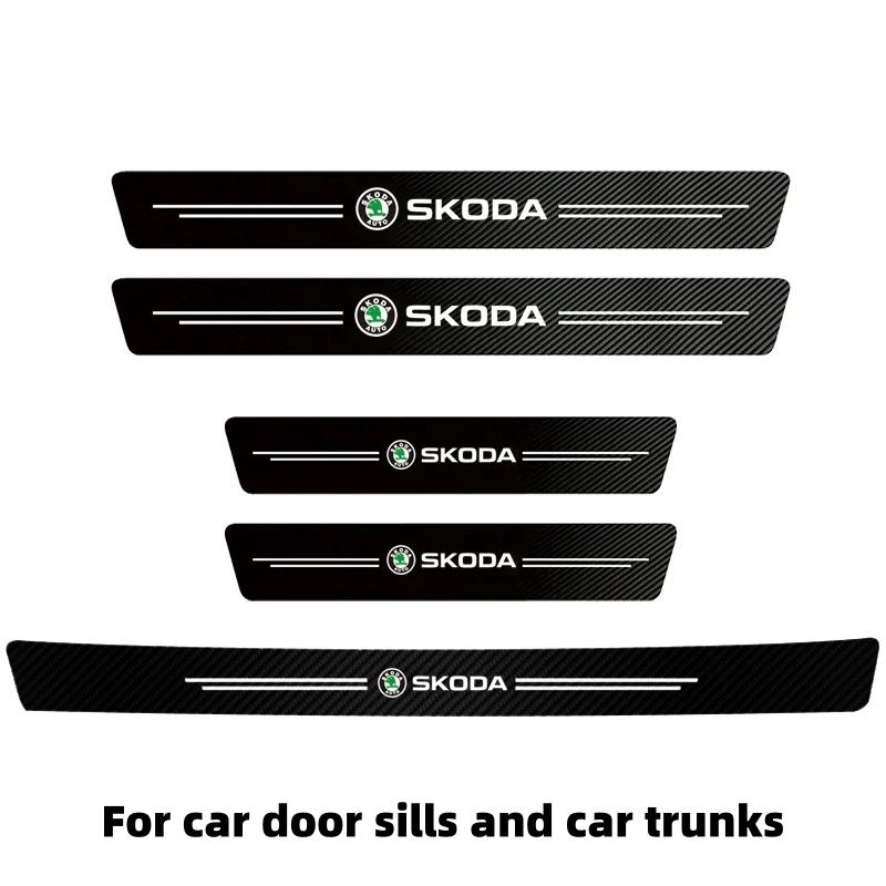 Car Door Sill and Trunk Decoration Protection Sticker Suitable for Skoda Octavia, Superb, Rapid, Fabia, Kodiaq, Karoq, Kamiq