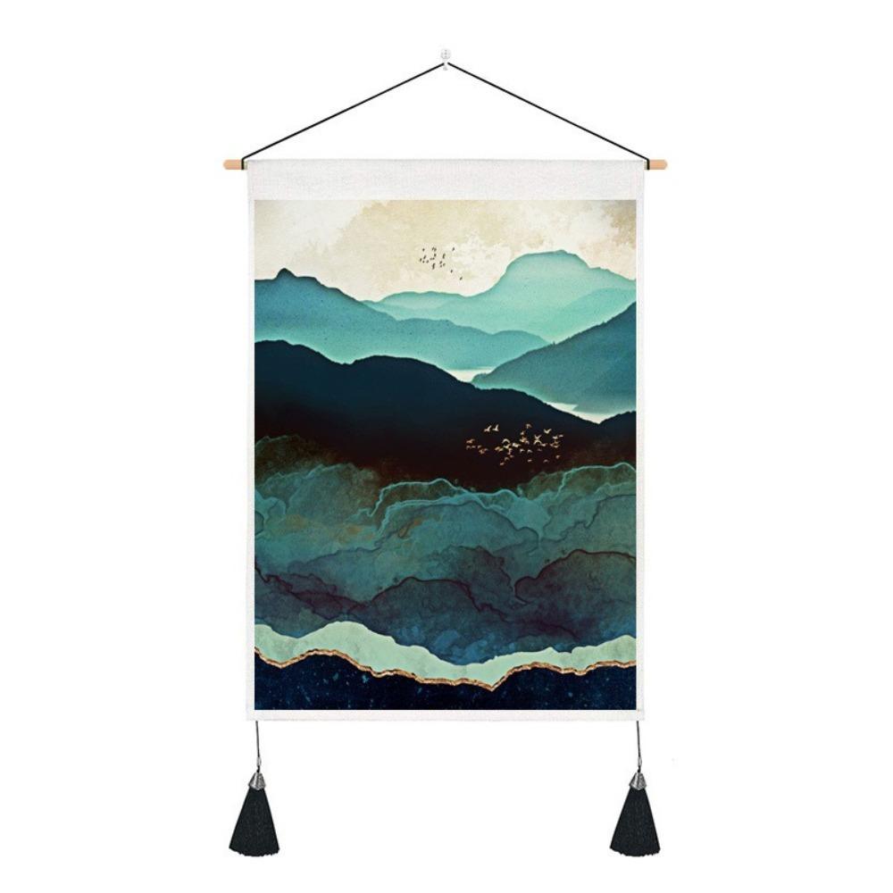 With Tassel Sunrise Landscape Tapestry Hanging Wall Poster  Home Decor