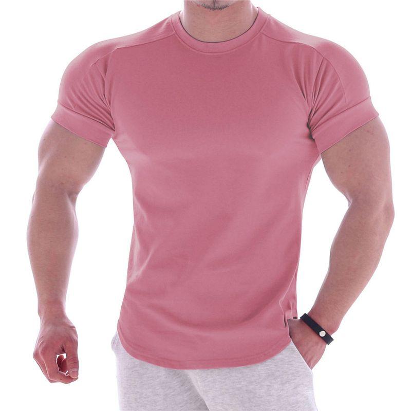 Sports T-Shirt Men's Short Sleeve Silm Fashion T-shirt Curved Hem Fitness Trendy Running Quick-Drying Breathable Tops