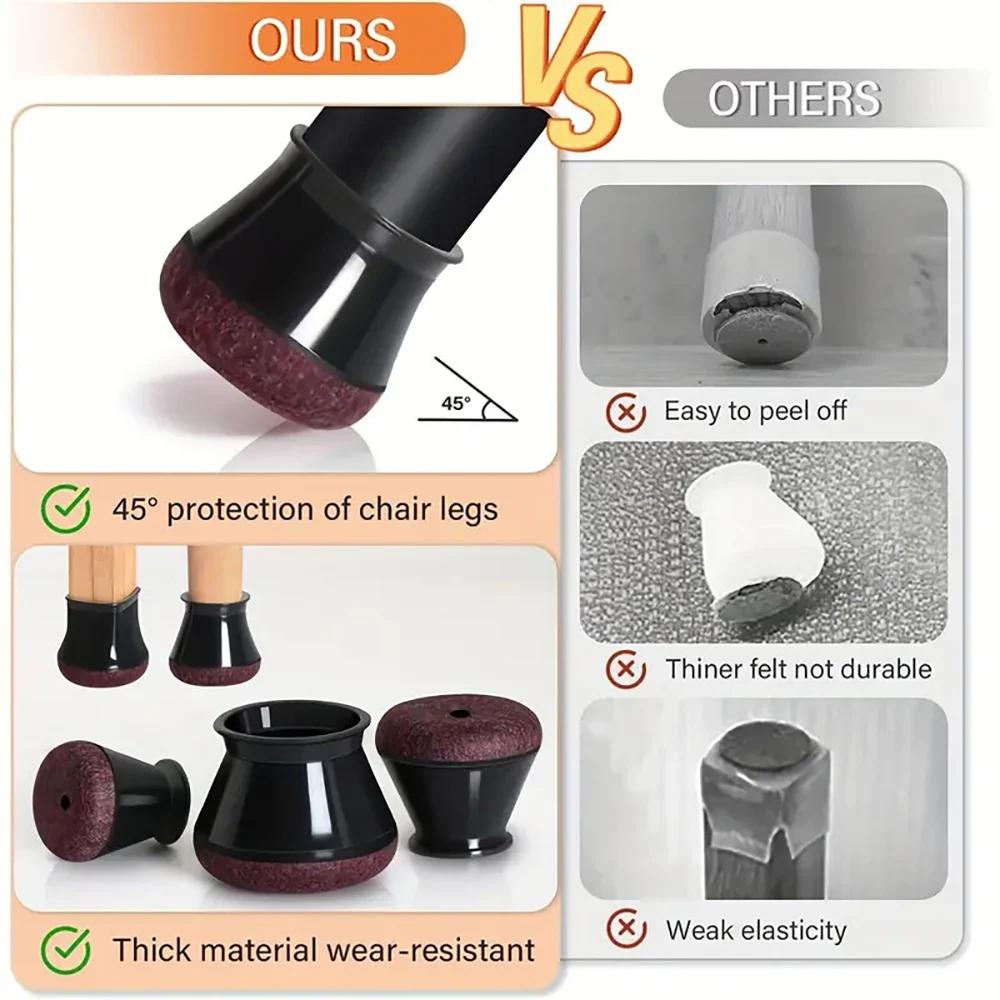 4-16Pcs Silicone Protective Cover Table Chair Leg Guards Pads Floor Protectors Anti Slip&Noise Reduction Furniture Foot Covers