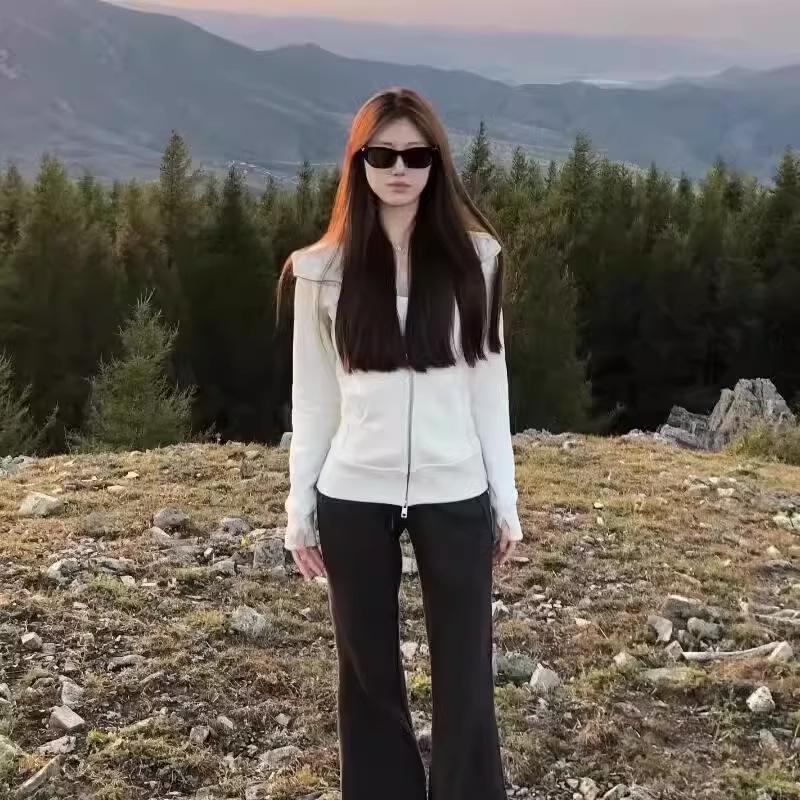 Women's Pink Slim-Fit Hooded Cardigan - Dopamine Korean Style Autumn Fashion 2025.