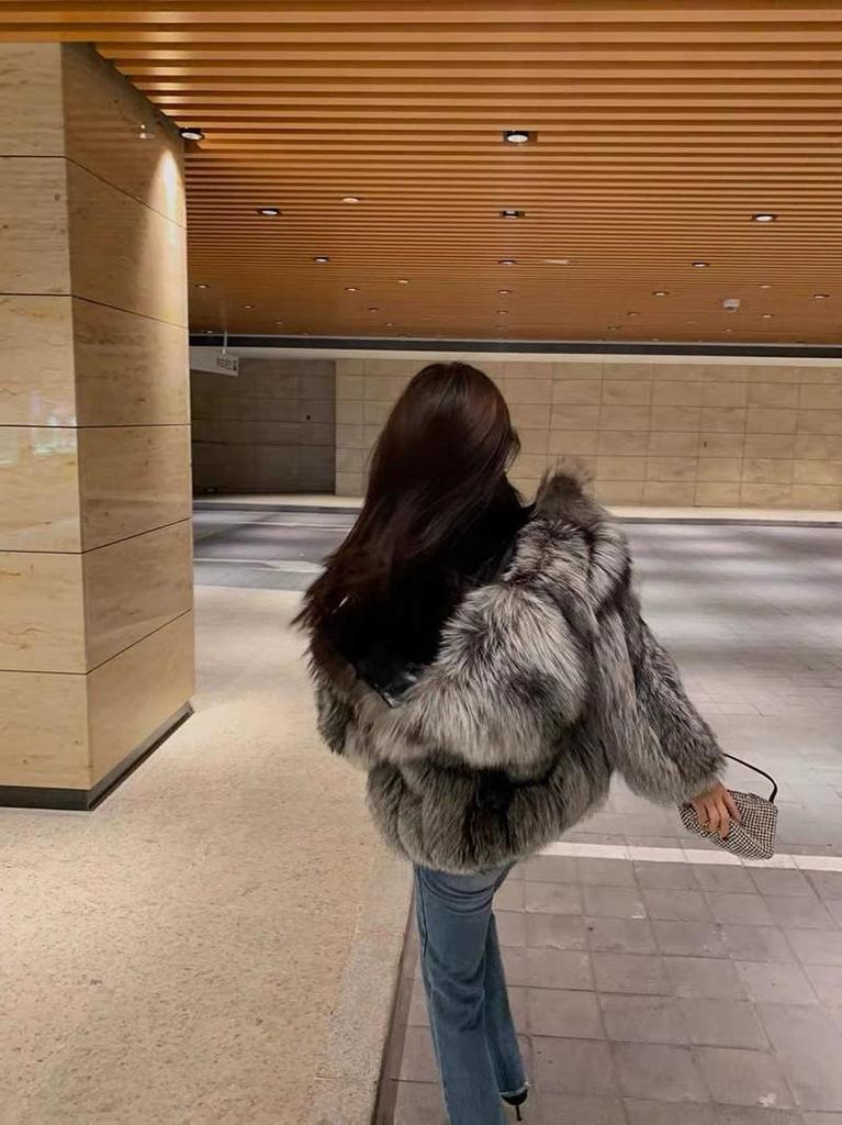 Cappotto da donna con cappuccio in finta pelliccia stile coreano - Caldo invernale pelliccia di volpe