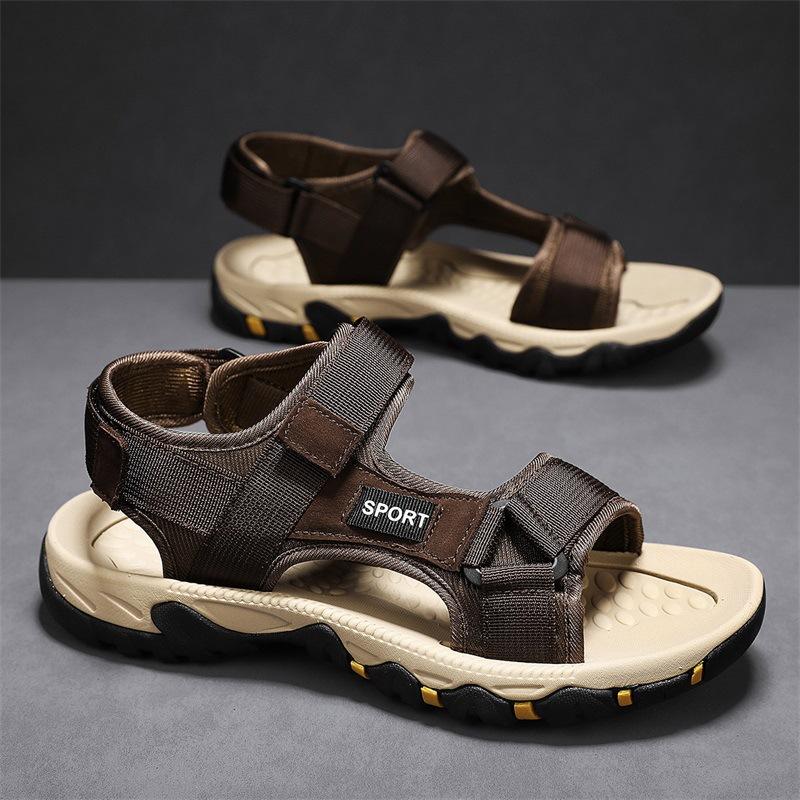 

Vietnamese sandals men s 2025 new summer wear non-slip and wear-resistant youth sports and leisure beach cool slippers 46 коричневый