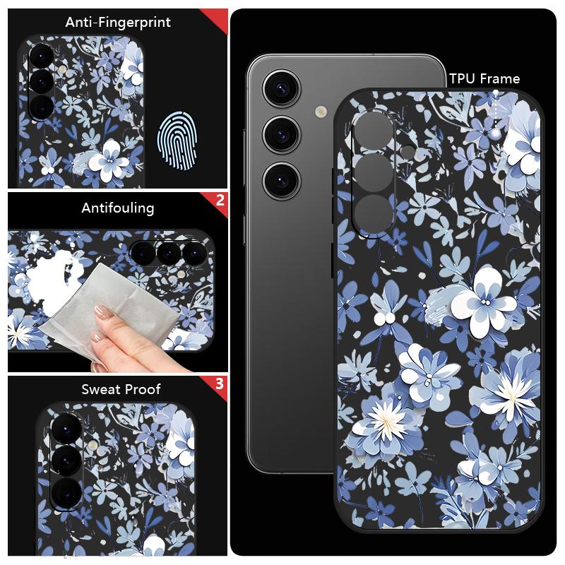 Etui z smyczą i nadrukiem kwiatowym do Samsung Galaxy S24 S23 S22 Ultra S21 FE A14 A34 A52 A54 A15 A25 A35 A55 5G A16 A56 S25 Plus S26 Ultra Pokrowiec