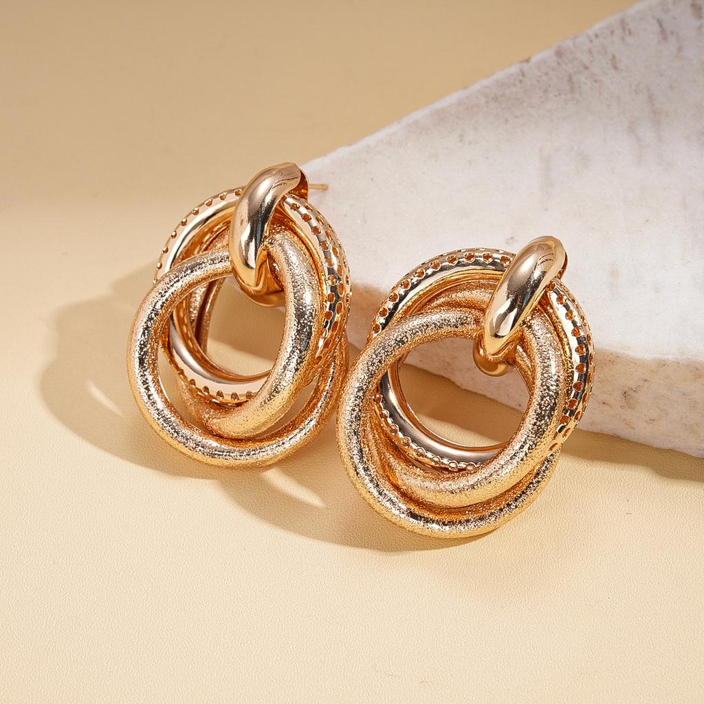 Multi-layer circle silver needle stud earrings simple geometric ins earrings