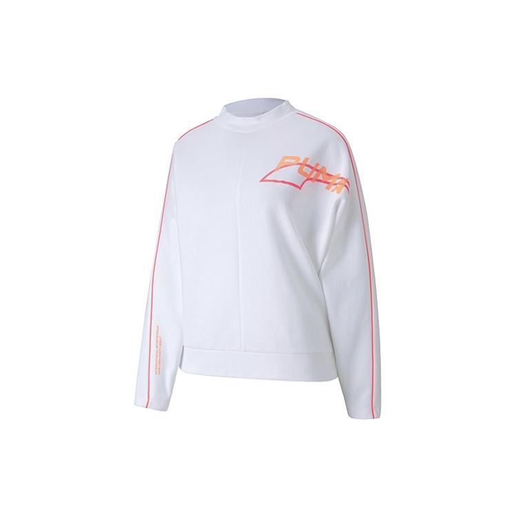 (WMNS) PUMA Evide Logo Printing Round-neck Sweatshirt White Women s 597384-02 L