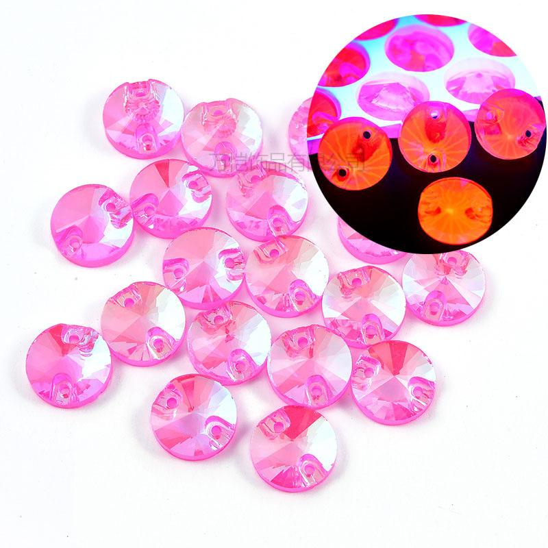 Fluorescent Glass Hand-Sewn Drill, Rose Red Water Drop Satellite Neon Special-Shaped Flat-Bottom Hand-Sewn Stone Diy Rhinestone Jewelry Accessories
