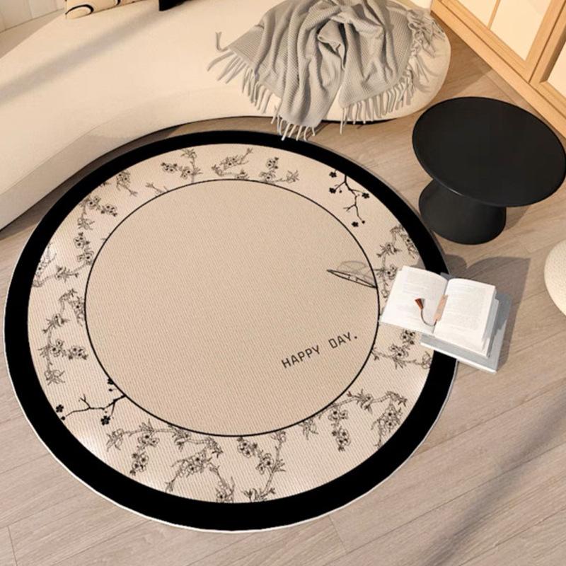 Fleckenresistenter runder Teppich in Französisch-Creme für Wohnzimmer, Schlafzimmer oder Schminktisch