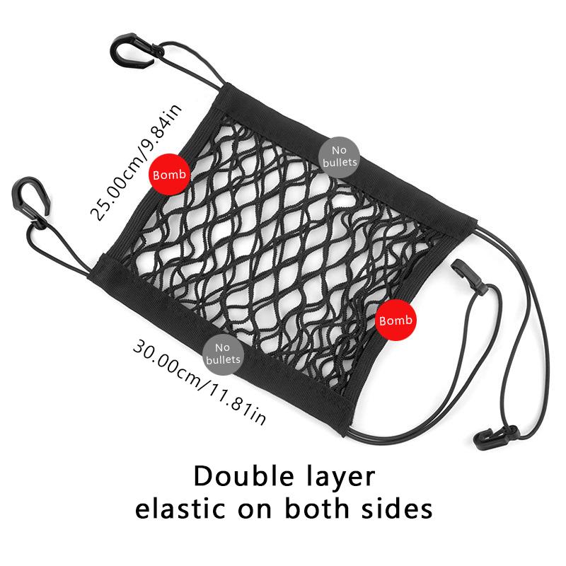 SEAMETAL Motorcycle Storage Net Bag High Elastic Double Layer Hooks Luggage Motorcycle Helmet Storage Trunk Bag