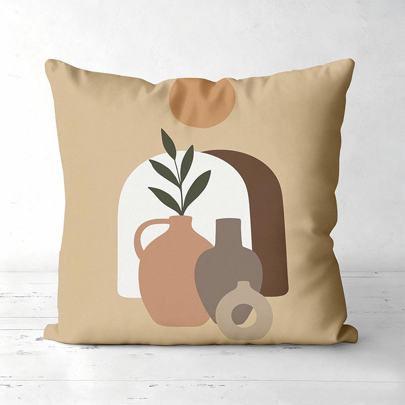 Vase And Plant Pattern Decorative Cushion Covers Polyester Pillowcase, Sofa Decorative Cushion Cov Headboard Pillow