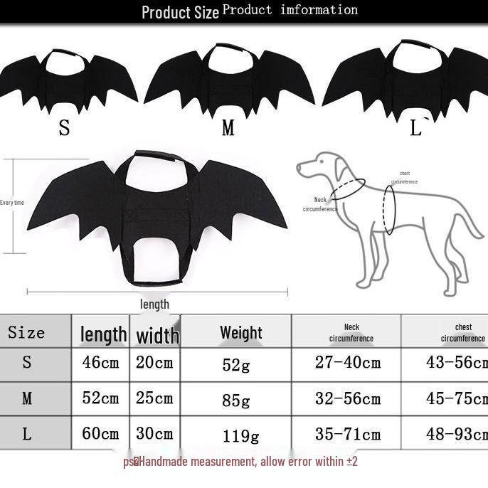 Halloween Pet Costume: Black Bat Wings Suspenders for Cats & Dogs (European & American Style)