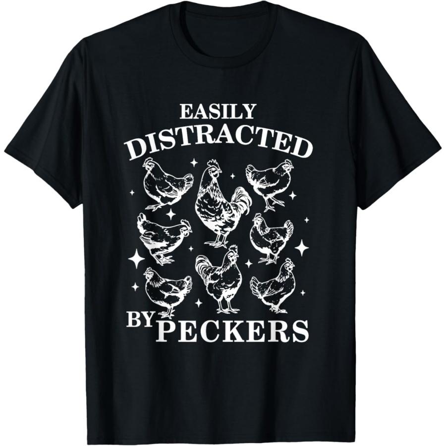 SHANGCHEN Funny Chicken Easily Distracted by Peckers Joke T-Shirt XXXXXL разноцветный