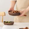 Black Walnut Wood Boat-Shaped Bowl-Solid Wood Fruit Plate,Dried Fruit&Snack Candy Tray, Wooden Storage Dish for Home Decoration