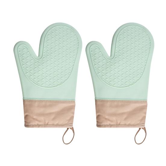 

2Pcs Silicone Oven High Mitts Gloves Non-Slip Temperature Kitchen Silicone Lined Oven світло-зелений колір