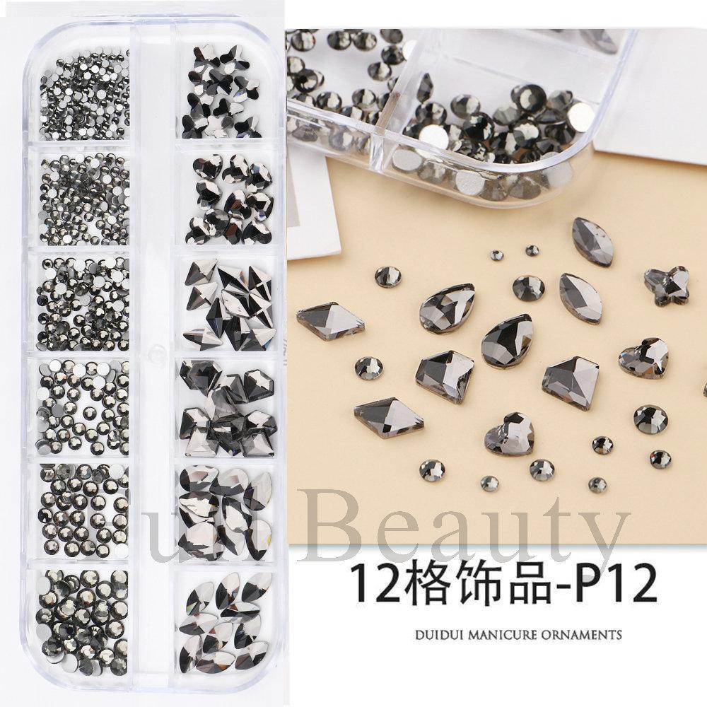 Nail Art Jewelry, Maillard Color Pearl Flat-Bottomed Diamond Steel Ball Diy Nail Jewelry Mixed