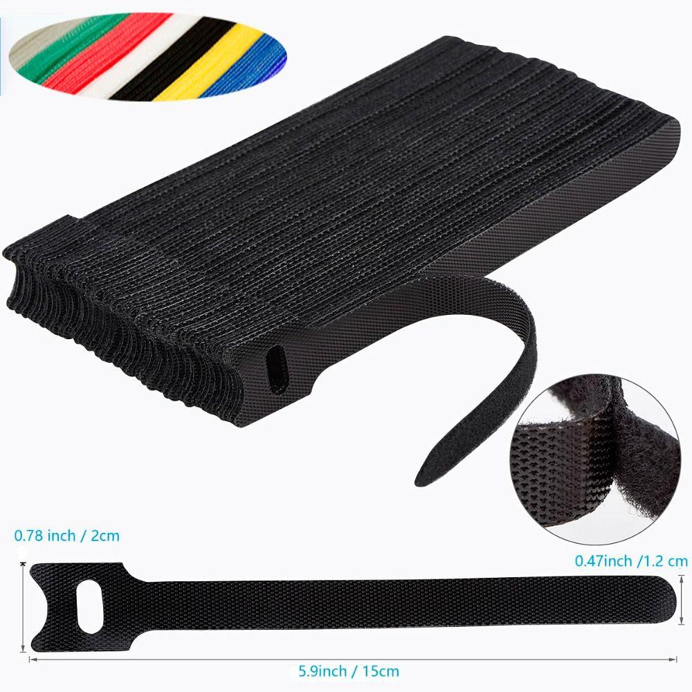 50pcs Releasable Winder 50pcs Hoop Tape Reusable Cable Organizer  Wire Management