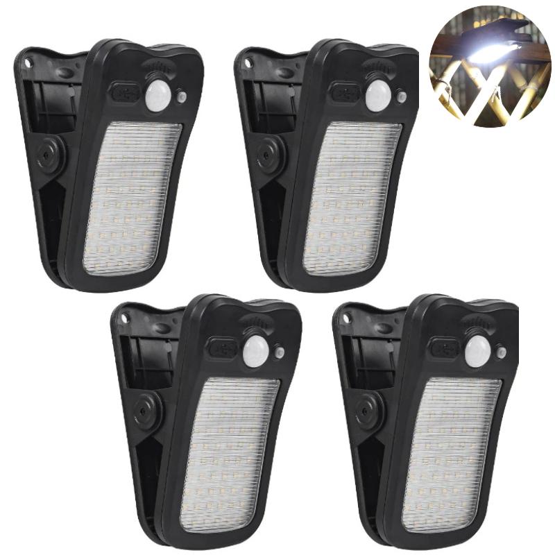 Clip-on LED Solarleuchte Smart Human Induction Outdoor Gartenleuchte Wasserdichte Außenlampe für Zelt Garage Hof Hohe Helligkeit
