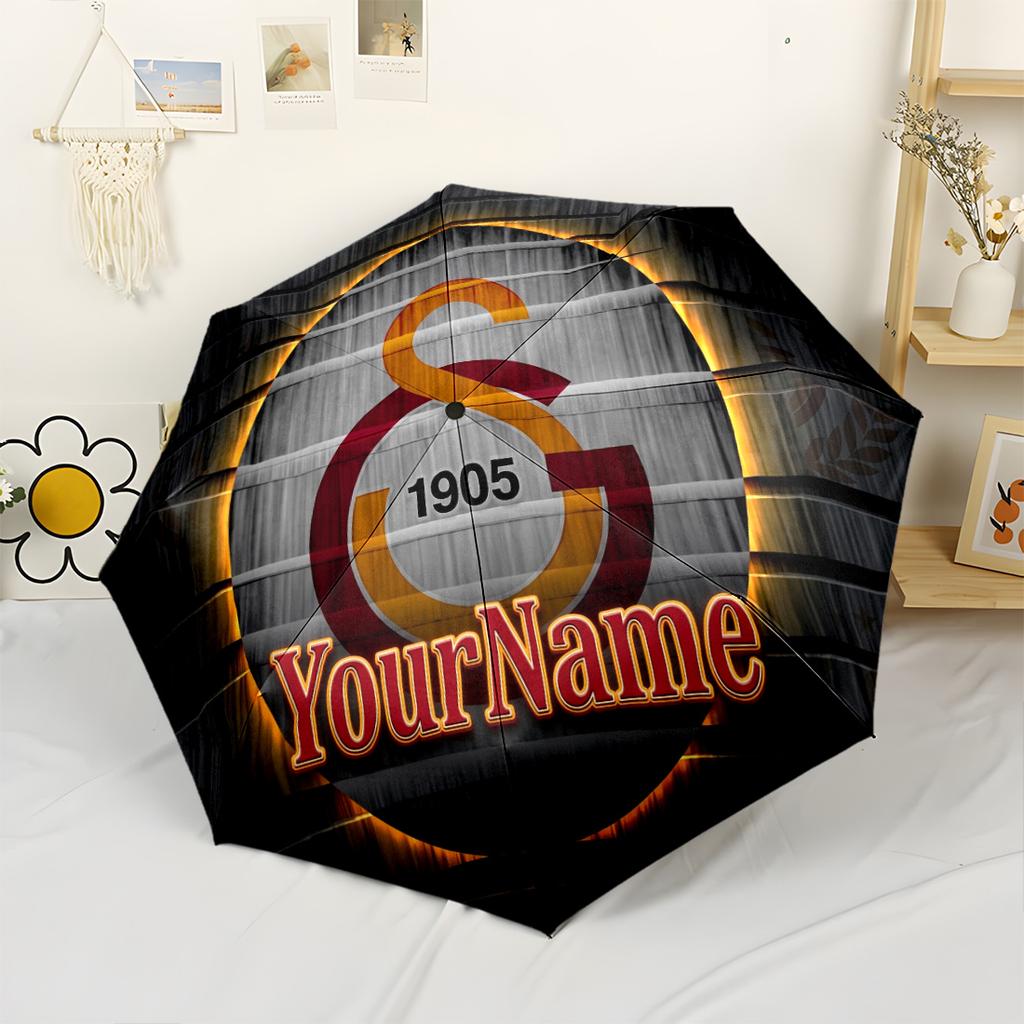 Galatasaray1 Personalized Text Umbrella Outdoor Automatic Umbrella Sturdy 8-Rib Shaft Lightweight All-Season Use Fashion Lovers Gift for Festivals