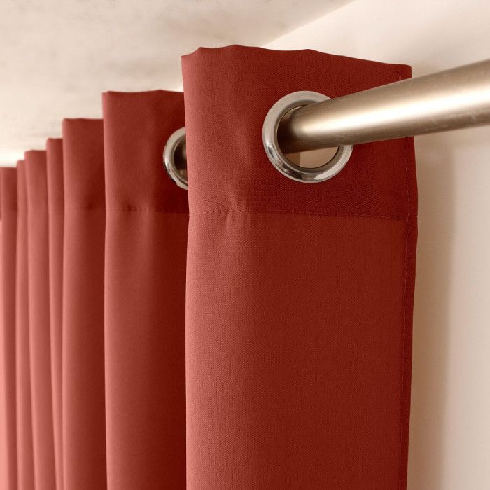 Rideau oeillets chaby 140 x 240 cm 100% polyester bachette coloris terre cuite