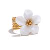 Yhpup Thicker Natural Shell Flower Open Gold Color Ring Fashion Stainless Steel Stylish Exquisite Waterproof Finger Jewelry
