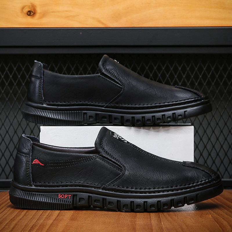 

New business casual leather shoes men s low-top casual leather shoes breathable soft-soled leather shoes 39 чёрный
