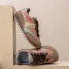 Fashion Casual Sneakers Women Suede Leather Patchwork Mixed Colors Lace Up Round Toe Platform Shoes Lady Flats