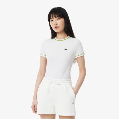 [lacoste] Women's Double Piping Slim Fit Jersey T-Shirt TF0347-55GFWI