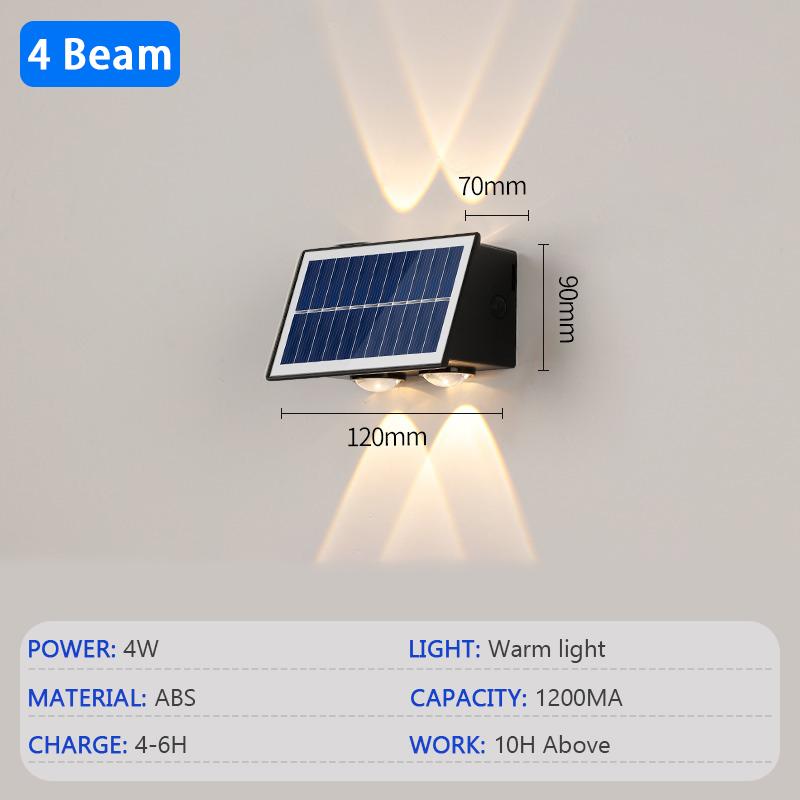 

Светодиодный солнечный настенный светильник, водонепроницаемый IP65, садовый декоративный настенный светильник, RGB-подсветка вверх и вниз, уличный светодиодный солнечный светильник