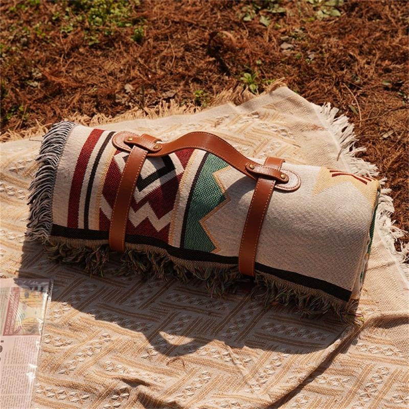 Beach Picnics Mat Outdoor Campings Tassels Blanket Ethnic Bohemian Striped Blanket for Sofa Travel Rugs Christmas Gift