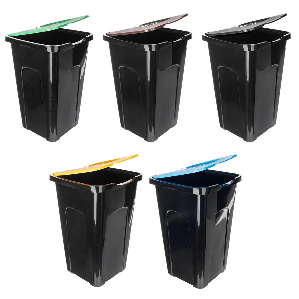KADAX Trash Can Waste Container for Sorting 50L Bucket Black Container