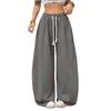 Women's  Fashionable Loose Solid Color Elastic Waist Pocket Straight Leg Casual Pants